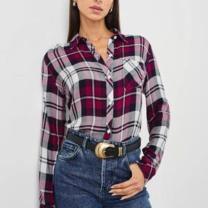 Rails Maroon and Black Checkered Button-Down Shirt